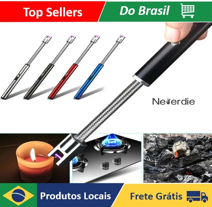 Acendedor Fogão Churrasqueira Isqueiro Eletrônico Recarregável USB - Neverdie Store
