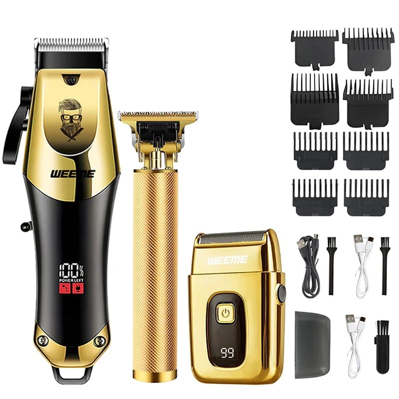 Máquina de cortar cabelo elétrica masculina vintage t9, aparador de barba/máquina de corte de cabelo recarregável com kit aparador de cabelo de nariz, presente